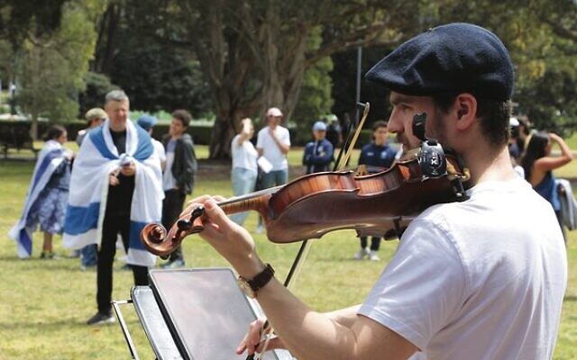 Chutney violinist Ben Adler performing at the AUJS United with Israel event at UNSW. Photo: Shane Desiatnik