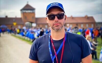 Olympics swimming champion Ian Thorpe at the Auschwitz memorial site in Poland.