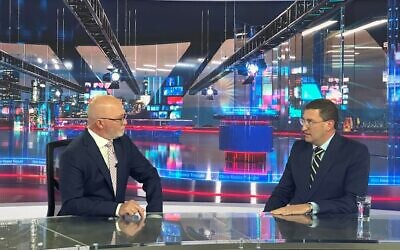 Julian Leeser (right) talks to Sky News host Chris Kenny. Photo: Screenshot via Facebook