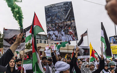 Pro-Palestinian activists outside the US Consulate in Johannesburg on November 4. Photo: Marco Longari / AFP