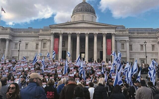 10,000 people rallied at Trafalgar Square in London. Photo: Jewish News UK