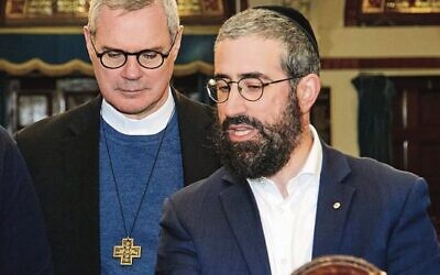 Archbishop Comensoli with Rabbi Glasman at St Kilda Shule last year.
