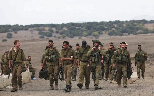 Israeli reserve soldiers in the Golan Heights on October 30. 
Photo: David Cohen/Flash90
