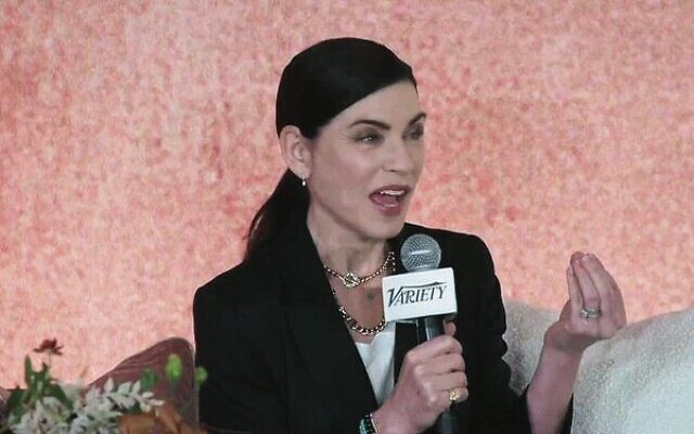 Screen capture from video of Julianna Margulies speaking during the Variety Hollywood & Antisemitism Summit, in Los Angeles on October 18. Photo: X