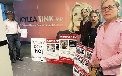 Jewish protesters at Kylea Tink's North Sydney electorate office on November 17.