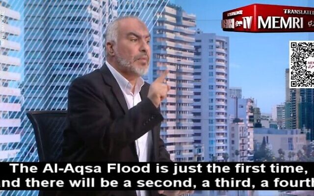 Senior Hamas official Ghazi Hamad in the interview with Lebanese channel LBC on October 24. Photo: Screenshot/X