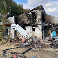 File: Eight children were found dead in this house at Kibbutz Be’eri, killed by Hamas terrorists on October 7, 2023. (The Times of Israel: David Horovitz/Times of Israel)