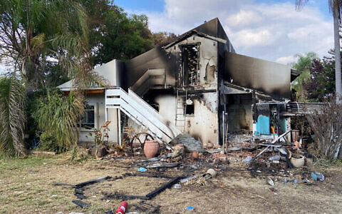 File: Eight children were found dead in this house at Kibbutz Be’eri, killed by Hamas terrorists on October 7, 2023. (The Times of Israel: David Horovitz/Times of Israel)
