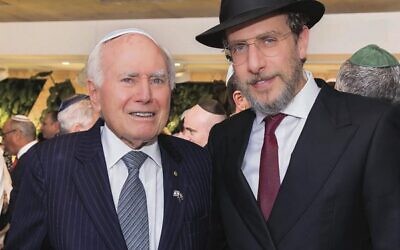 Former Prime Minister John Howard with Rabbi Levi Wolff at Central Synagogue.