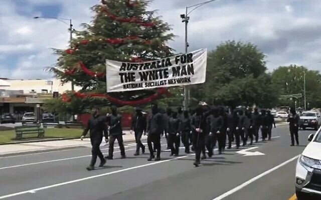 The National Socialist Network march in Ballarat on Sunday. Photo: X