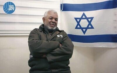 Former Hamas communications minister Yousef al-Mansi is seen being interrogated by the Shin Bet. Photo: Shin Bet