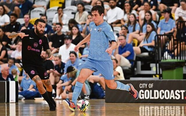 Ethan De Melo on the attack for NSW Thunder in the men's grand final of the Futsal nationals at the Gold Coast on January 9. Photo: Football QLD