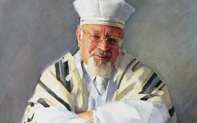A portrait of the late Rabbi Dr Raymond Apple painted by artist Robert Hannaford.