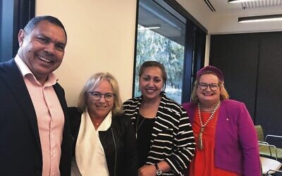 Shane Hamilton and Beverley Honig (co-founders First Nations Blockchain) with the previous vice-chancellor Indigenous of Monash University, and the then head of the Monash MITI program.