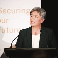 Foreign Minister Wong speaking at the ANU National Security College on April 9. Photo: Australian National University