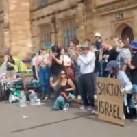 Protesters at the Uninversity of Sydney. Screenshot: Facebook