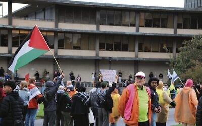 Pro-Palestinian protesters at the University of Sydney. Photo: Gareth Narunsky