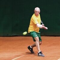 Stephen Sharp in action for Australia at the 2024 ITF World Masters Team Championships.