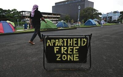The ostensibly Pro-Palestinian encampment at the University of Sydney.
 Photo: AAP Image/Dean Lewins