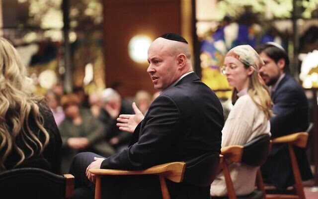 From left: Josh Frydenberg, Maggie May Moshe (centre) and Joshua Moshe on the panel at TBI. Photo: Peter Haskin