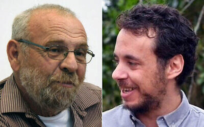 Composite photo of Yagev Buchshtav (right) and Alex Dancyg. (The Times of Israel: Courtesy)
