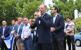 Caulfield MP David Southwick speaking at a solidarity rally after the Adass Israel synagogue firebombing. Photo: Peter Haskin Photography.