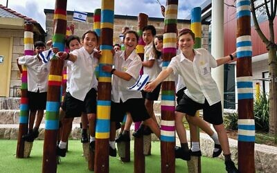 Emanuel School students showing their Israeli pride.
