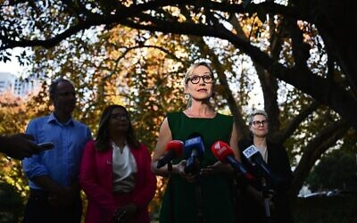 Greens leader Larissa Waters speaks to the media after her elevation on Thursday, May 15. Photo: AAP Image/Joel Carrett