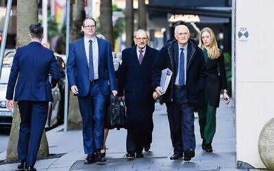 ECAJ deputy president Robert Goot and co-CEO Peter Wertheim arrive at the Federal Court of Australia, in Sydney, Tuesday, June 10. Photo: AAP Image/Bianca De Marchi