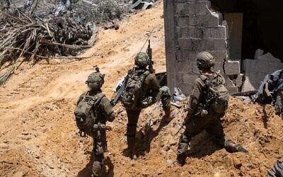 IDF soldiers from the Kfir Brigade operate in the Gaza Strip, in images released on June 2, 2025. (Israel Defense Forces)