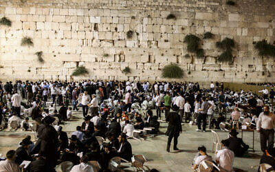 Reciting Kinnot on Tisha b’Av at the Kotel Photo: Times of Israel