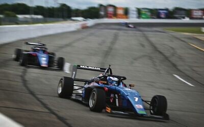 Brad Majman (front) competing in a USF 2000 race in his debut season.