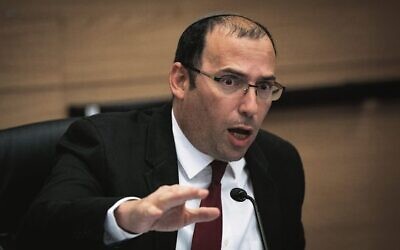 Right-wing Israeli MK Simcha Rothman, whose three-year ban on entering Australia has sparked a diplomatic spat between the two countries. Photo: Times of Israel.