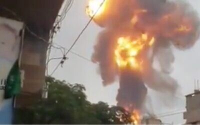 Footage shows the aftermath of an Israeli Air Force strike in Sanaa, Yemen, August 24, 2025. (Social media; used in accordance with Clause 27a of the Copyright Law)