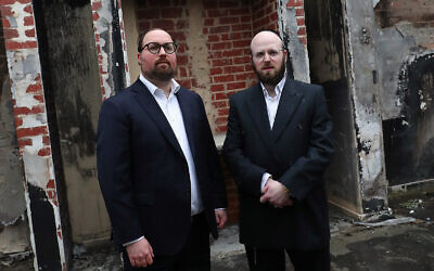 Benjamin Klein, Acting President of the Adass Israel synagogue (L) with board member Izzy Nussbacher at the shule for a media conference. Photo: Peter Haskin.
