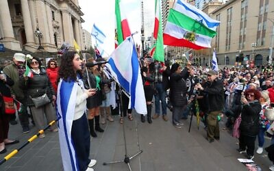 Around 1000 people gathered outside Victoria's Parliament House listening to a speech about antisemitism from 15-year-old Sophie Basist. Photo: Peter Haskin Around 1000 people gathered outside Victoria's Parliament House listening to a speech about antisemitism from 15-year-old Sophie Basist. Photo: Peter Haskin