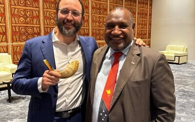 Rabbi Daniel Rabin meeting with Papua New Guinea Prime Minister James Marape at Parliament House in Port Moresby. Photo: Facebook.
