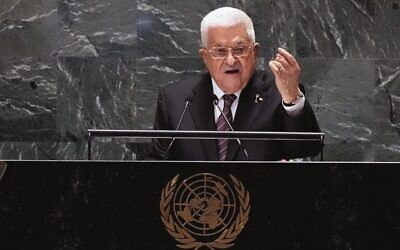 PA President Mahmoud Abbas at the 79th session of the UN General Assembly in September 2024. Photo: AP/Frank Franklin II