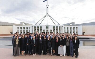 The AUJS contingent at Parliament House in Canberra. Photo: Supplied