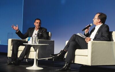 Eli Sharabi in conversation with Nadav Eyal at the JNF NSW annual event. Photo: Nadine Saacks