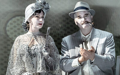 Lisa McCune and Ian Stenlake star in The 39 Steps. Photo: Cameron Grant