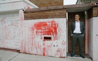 ECAJ co-CEO Alex Ryvchin outside his former home, which was targeted in the attack. Photo: Supplied
