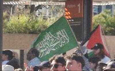The Hamas flag at the Brisbane protest. Photo: X