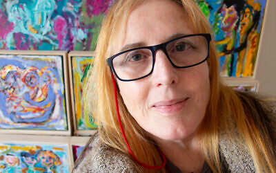 Wendy with her artworks. Photo: supplied
