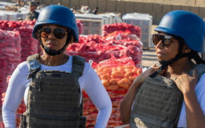 Zamaswazi Dlamini-Mandela and Zaziwe Dlamini-Manaway during an aid mission with the Gaza Humanitarian Foundation, October 2025. Credit: NBEC