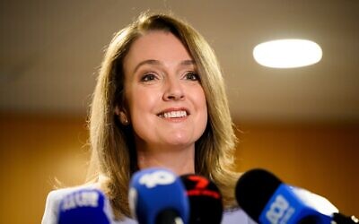 Newly elected NSW Opposition Leader Kellie Sloane during a doorstop at NSW Parliament House on Friday, November 21, 2025. Photo: AAP Image/Bianca De Marchi