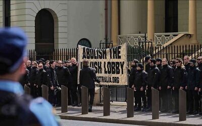 Neo-Nazis outside the NSW Parliament in Sydney. Photo: X