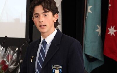 Joseph Shteinman delivering this year's NAJEX Remembrance Day Tribute. Photo: Shane Desiatnik