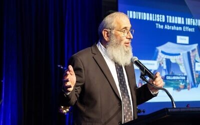 Rabbi Mendel Kastel speaks at the event. Photo: Nadine Saacks