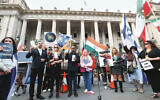 Members of the Hindu and Jewish communities at a United Against Terror rally in Melbourne earlier this year. Photo: Peter Haskin